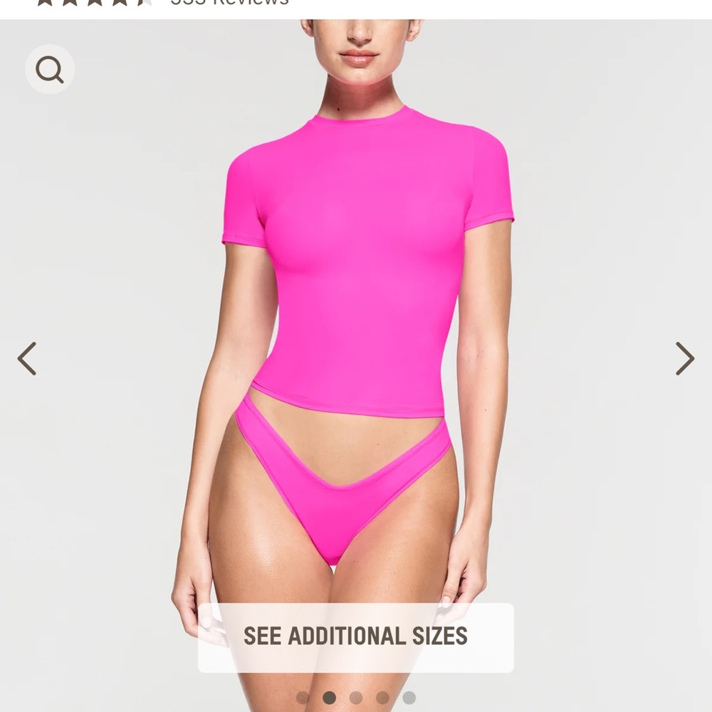 Skims Neon Pink Fits Everybody Tshirt Size L NWT